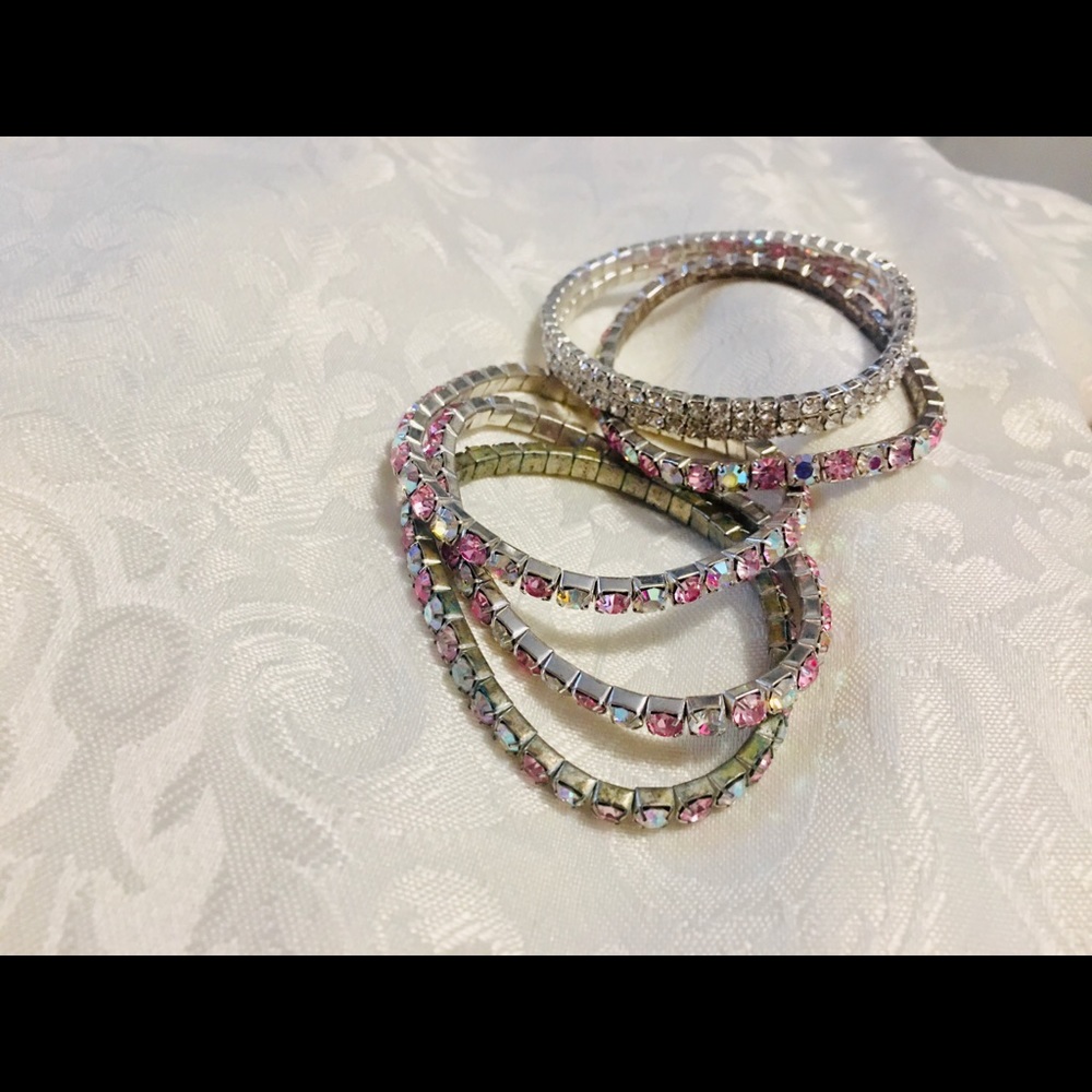5 Rhinestone Stretch Bracelets - Picture 2 of 2